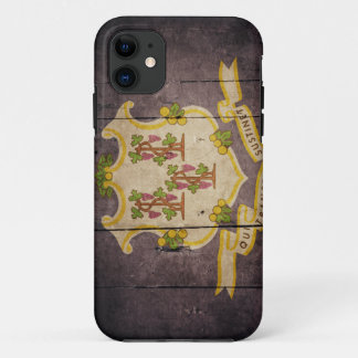 Rugged Wood Connecticut Flag iPhone 11 Case