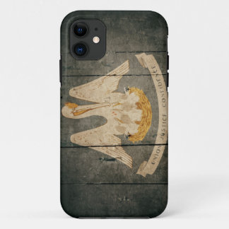 Rugged Wood Louisiana Flag iPhone 11 Case