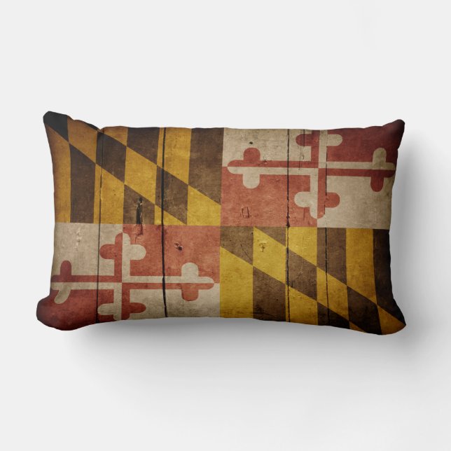 Rugged Wood Maryland Flag Lumbar Pillow (Front)