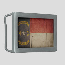 Rugged Wood North Carolina Flag Belt Buckle