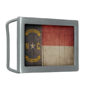 Rugged Wood North Carolina Flag Belt Buckle