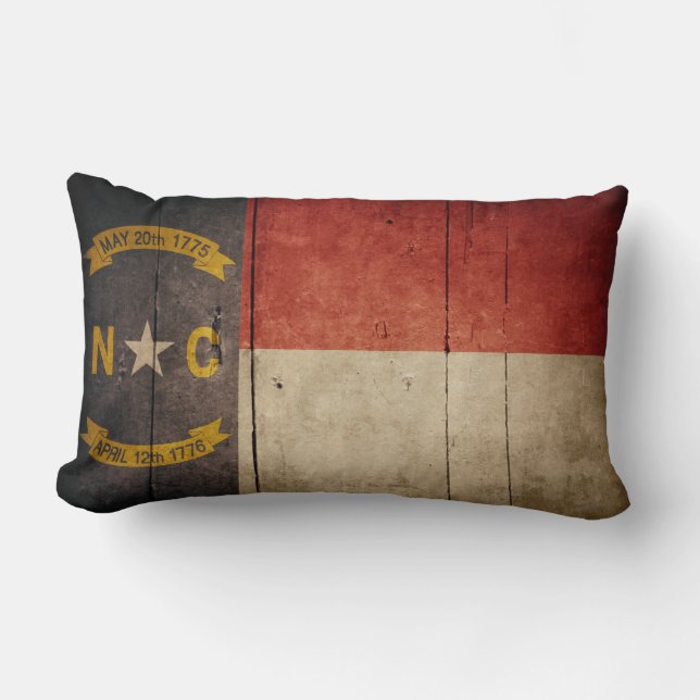 Rugged Wood North Carolina Flag Lumbar Pillow (Front)