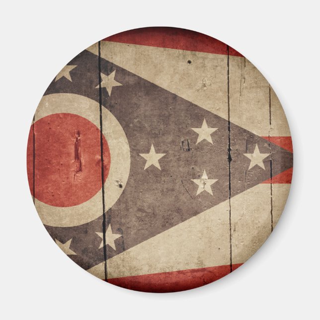 Rugged Wood Ohio Flag Magnet (Front)
