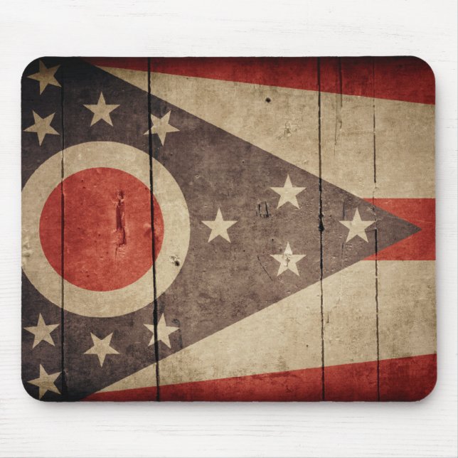 Rugged Wood Ohio Flag Mouse Pad (Front)