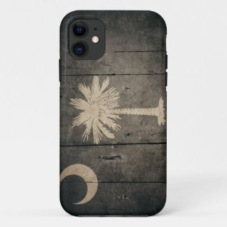 Rugged Wood South Carolina Flag iPhone 11 Case