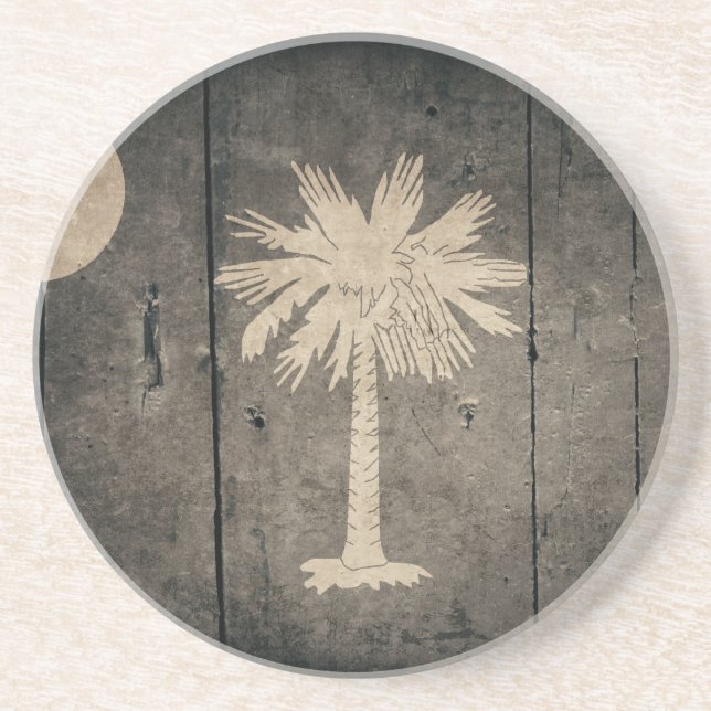 Rugged Wood South Carolina Flag Drink Coaster (Front)