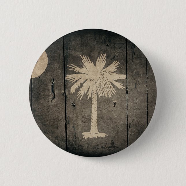 Rugged Wood South Carolina Flag Pinback Button (Front)