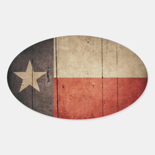 Rugged Wood Texas Flag Oval Sticker