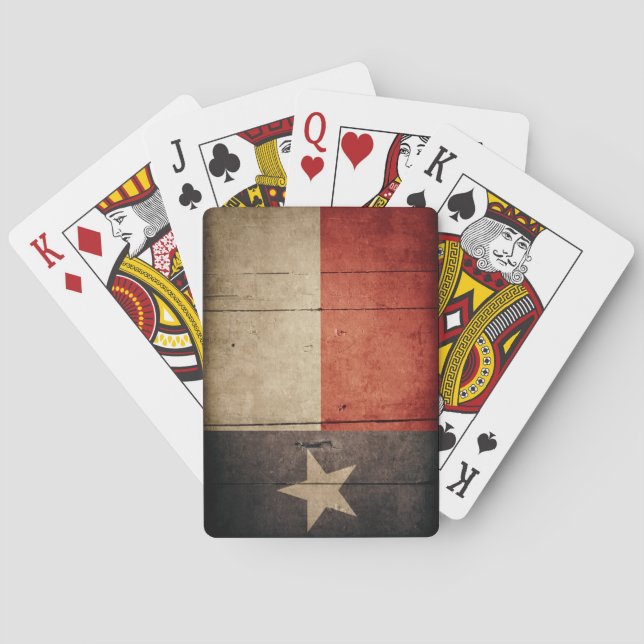 Rugged Wood Texas Flag Poker Cards (Back)