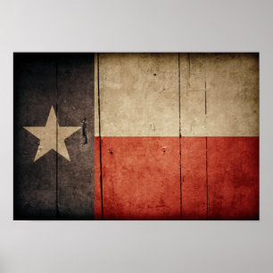 Rugged Wood Texas Flag Poster