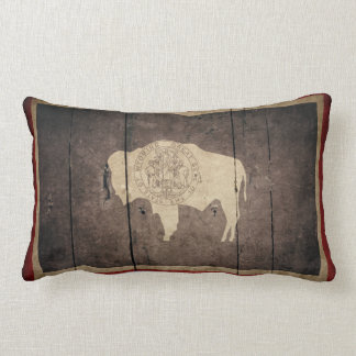 Rugged Wood Wyoming Flag Lumbar Pillow