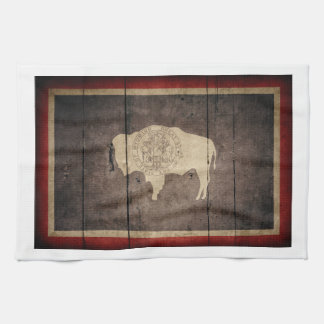 Rugged Wood Wyoming Flag Towel