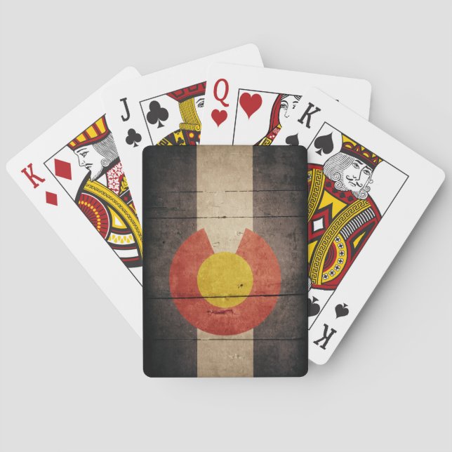 Rugged Wooden Colorado Flag Poker Cards (Back)
