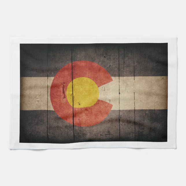 Rugged Wooden Colorado Flag Towel (Horizontal)
