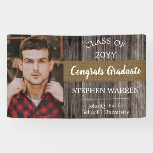 Rugged Woodsy Photo Graduation Congrats Graduate  Banner