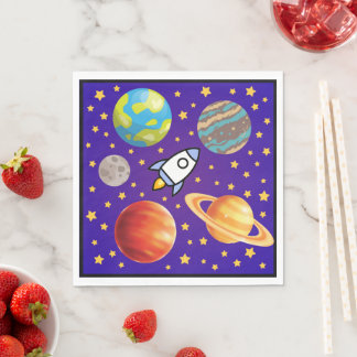 Ruimtevaart Servetten; Planeten, Raket & Sterren - Napkins