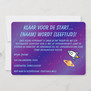 Ruimtevaart Verjaardag Uitnodiging – Birthday Invitation