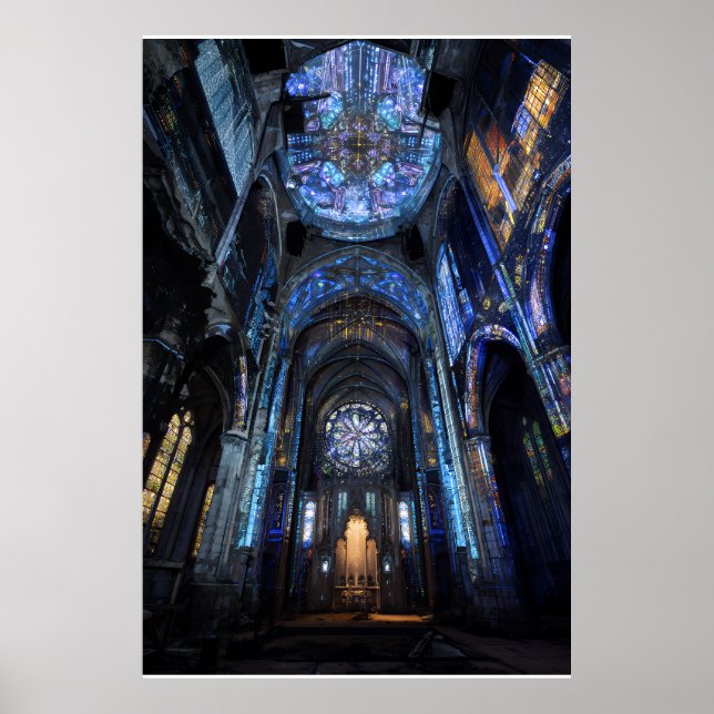 Ruined Cathedral Stained Glass Projection Glow Poster (Front)