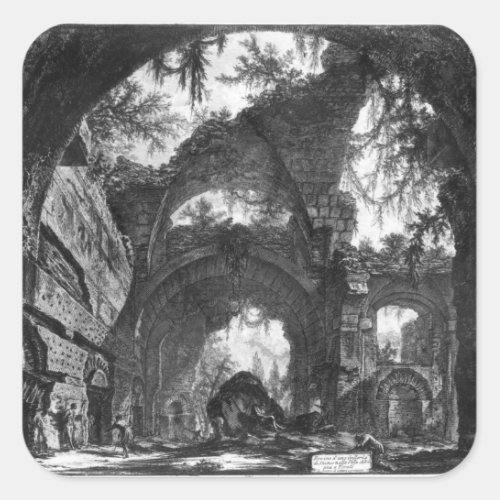 Ruined Gallery of the Villa Adriana at Tivoli Square Sticker