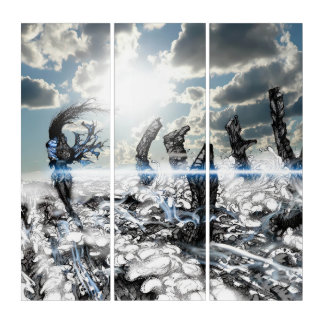 Ruins Beneath a Synthetic Sky Triptych