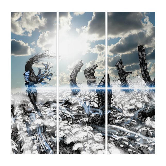 Ruins Beneath a Synthetic Sky Triptych (Front)