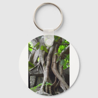 Ruins of a temple lost in a lush jungle keychain