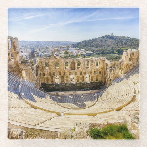 ruins of ancient theater of Herodion Atticus Glass Coaster