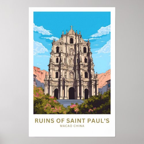 Ruins of Saint Pauls Macao China Travel Print