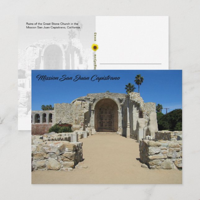 Ruins of the Great Stone Church, CA - postcard (Front/Back)
