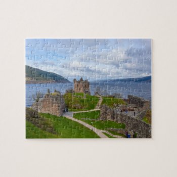 Ruins Of Urquhart Castle Along Loch Ness  Scotland Jigsaw Puzzle by bbourdages at Zazzle