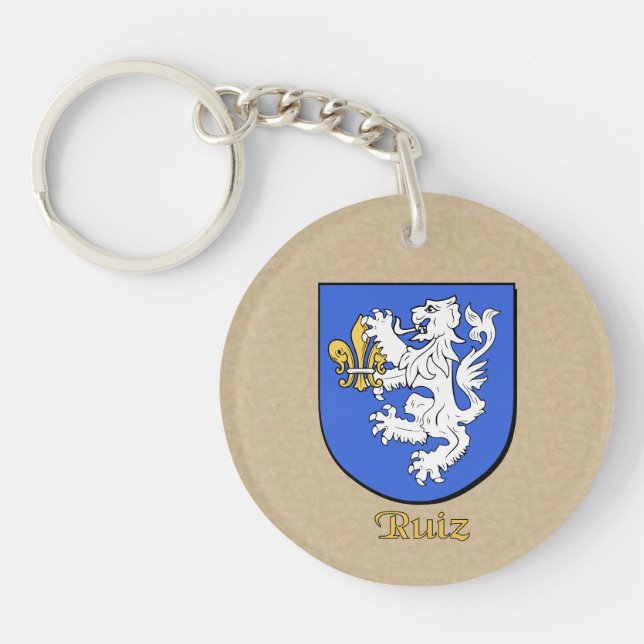 Ruiz Historical Shield and Spanish Flag Keychain (Front)