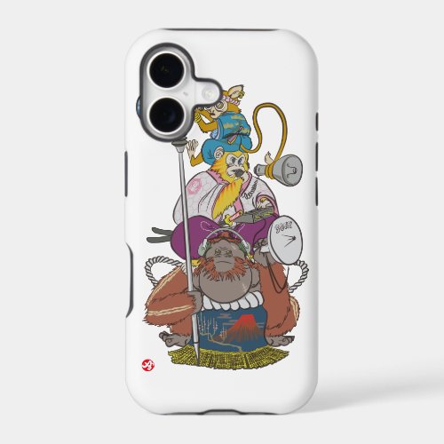 monkeys apes look listen japanese kimono telescope megaphone headphone antenna 猿 ニホンザル 日本 オランウータン メガネザル まわし メガホン 望遠鏡 着物 ヘッドホン ornamental apron 和風 イラスト ポップ