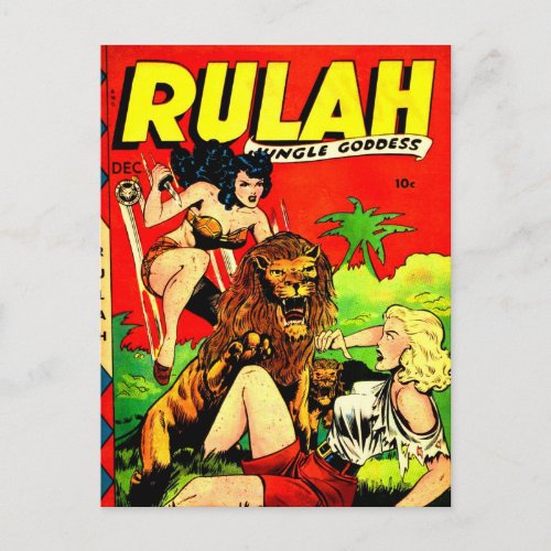 Rulah and a Big Scary Lion Postcard