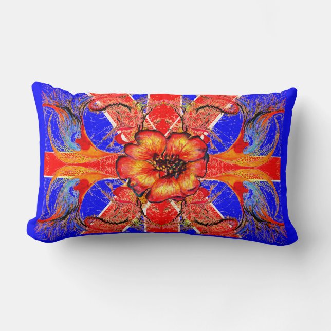 Rule Britannia Elegant Floral Fantasy Lumbar Pillow (Front)