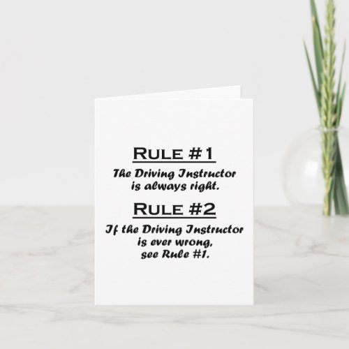 Rule Driving Instructor Card