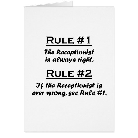 Rule Recptionist Cards (Front)