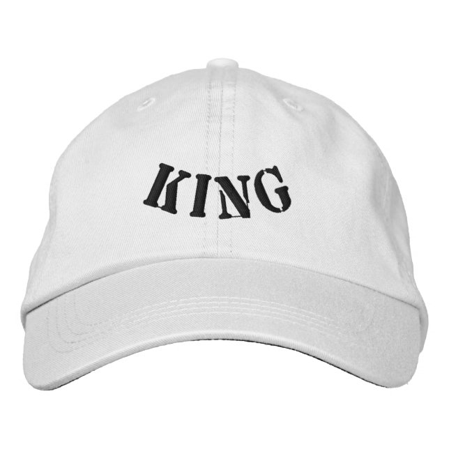 Rule the Streets with Custom KING White Color-Hat Embroidered Baseball Cap (Front)