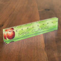 Ruler &amp; Apple Personalized Teacher Name Plate