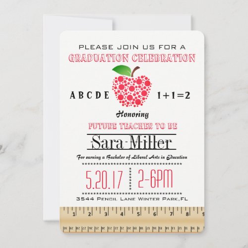 Ruler  Apple Teacher Graduation Invitation