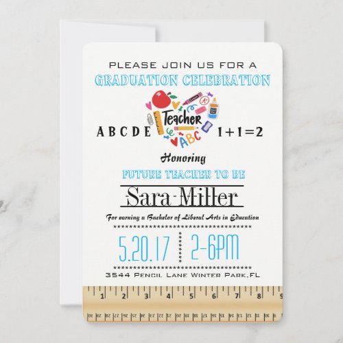 Ruler  Apple Teacher Graduation Invitation