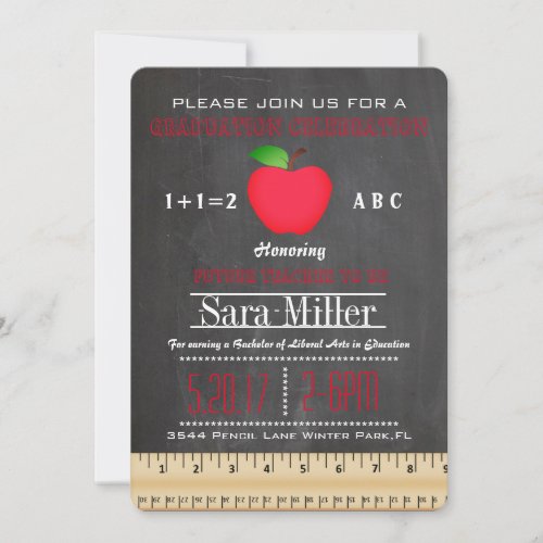 Ruler  Apple Teacher Graduation Invitation