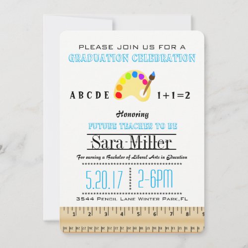 Ruler  Art Teacher Graduation Invitation