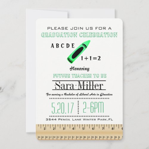 Ruler  Crayon Teacher Graduation Invitation