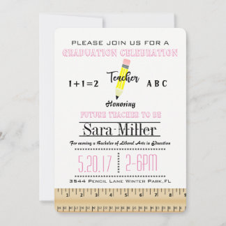Ruler & Pencil Teacher Graduation Invitation