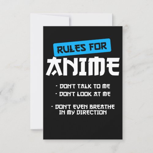 rules  anime clothing manga art cosplay otaku gift invitation