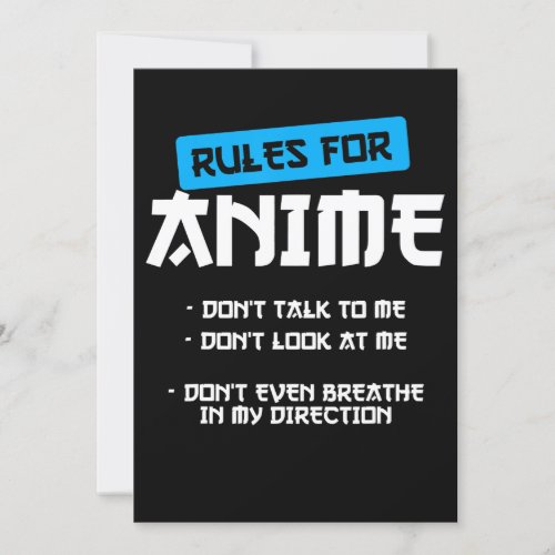 rules  anime clothing manga art cosplay otaku gift invitation
