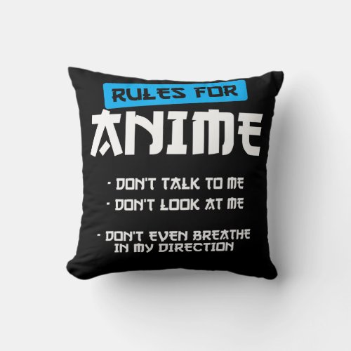 rules  anime clothing manga art cosplay otaku gift throw pillow