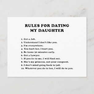 Rules for dating my daughter postcard