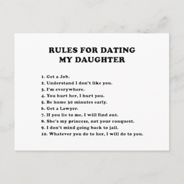 Rules for dating my daughter postcard (Front)