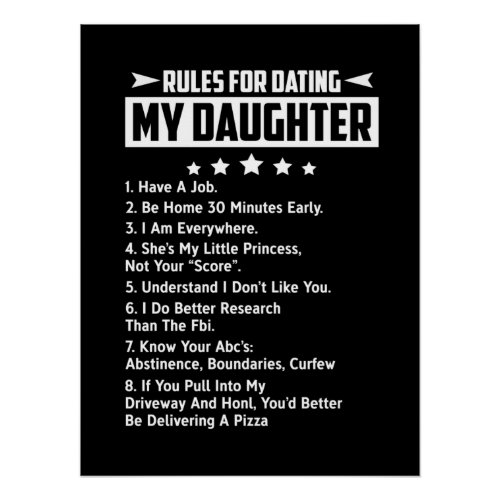 Rules for dating my daughter poster